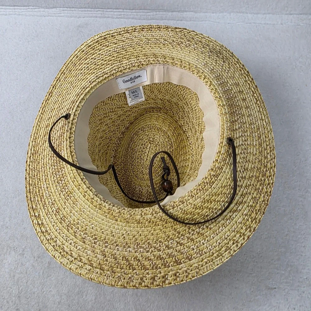 Goodfellow & Co Men's M/L Straw Sun Hat Wide Brim Chin Cord Outdoor Safari